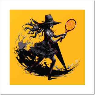 Gothic Witch Tennis - Halloween Design Posters and Art